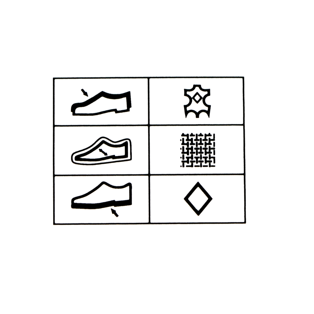 Этикетка наклейка Обувная 3 (верх:кожа с покр. / внутри:ткань / подошва:иное) 19*24мм, 238/208шт на лист,шт. Этикетка бумага