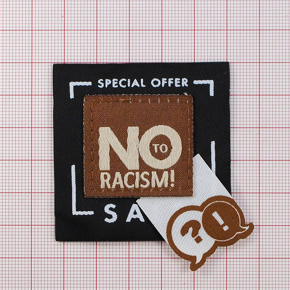 Лейба ткань., No racism 5,5*5,5 чёрн., бел., коричн., шт. Лейба Ткань