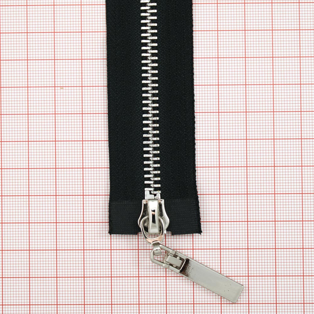 Змейка металлическая №5 95см O/Е NIKEL, черная ткань, двусторонняя, шт. Змейка Металл