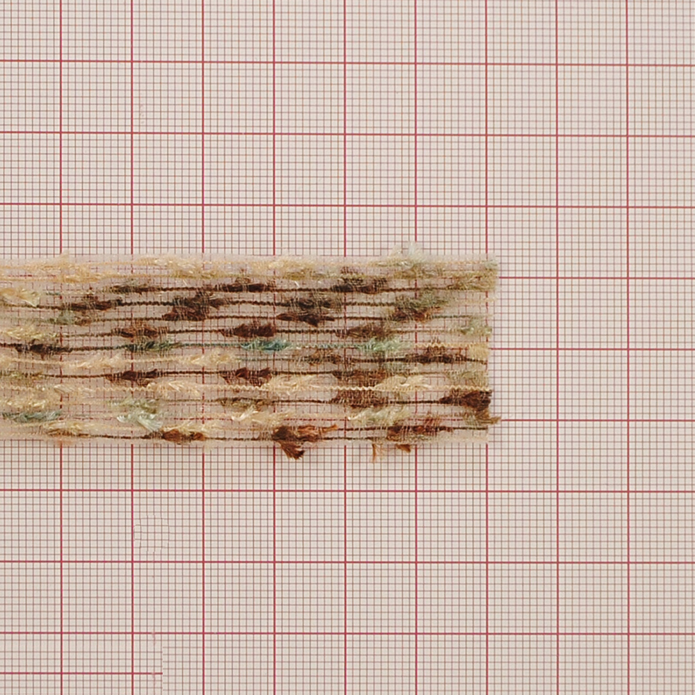 Тесьма Букле 2,6см, светло-зеленая, светло-бежевая, светло-коричневая и цветная сеть, 50ярд. Тесьма