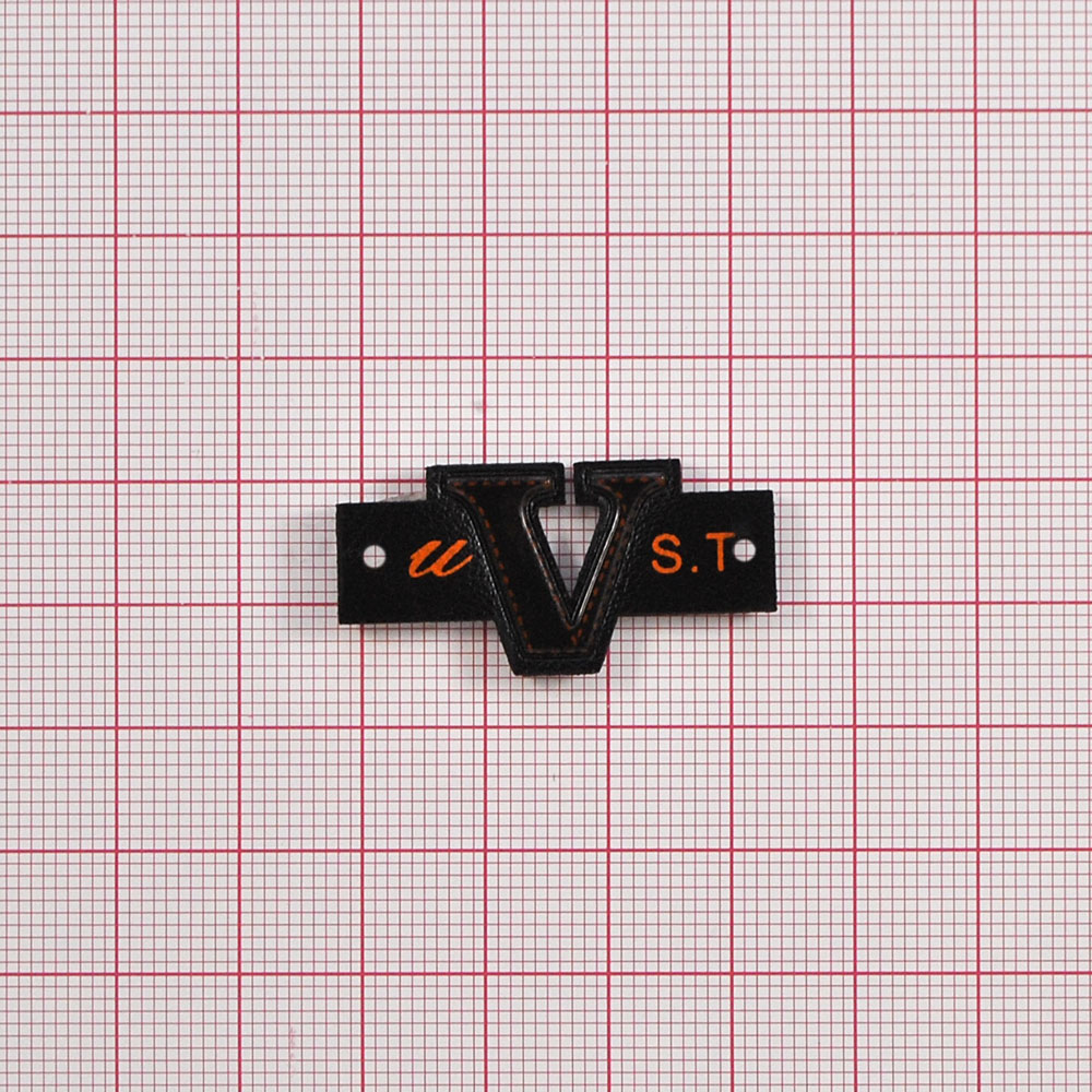 Лейба кожзам V (черная) u.s.t., 3.5*2см, черный, оранжевый, шт. Лейба Кожзам