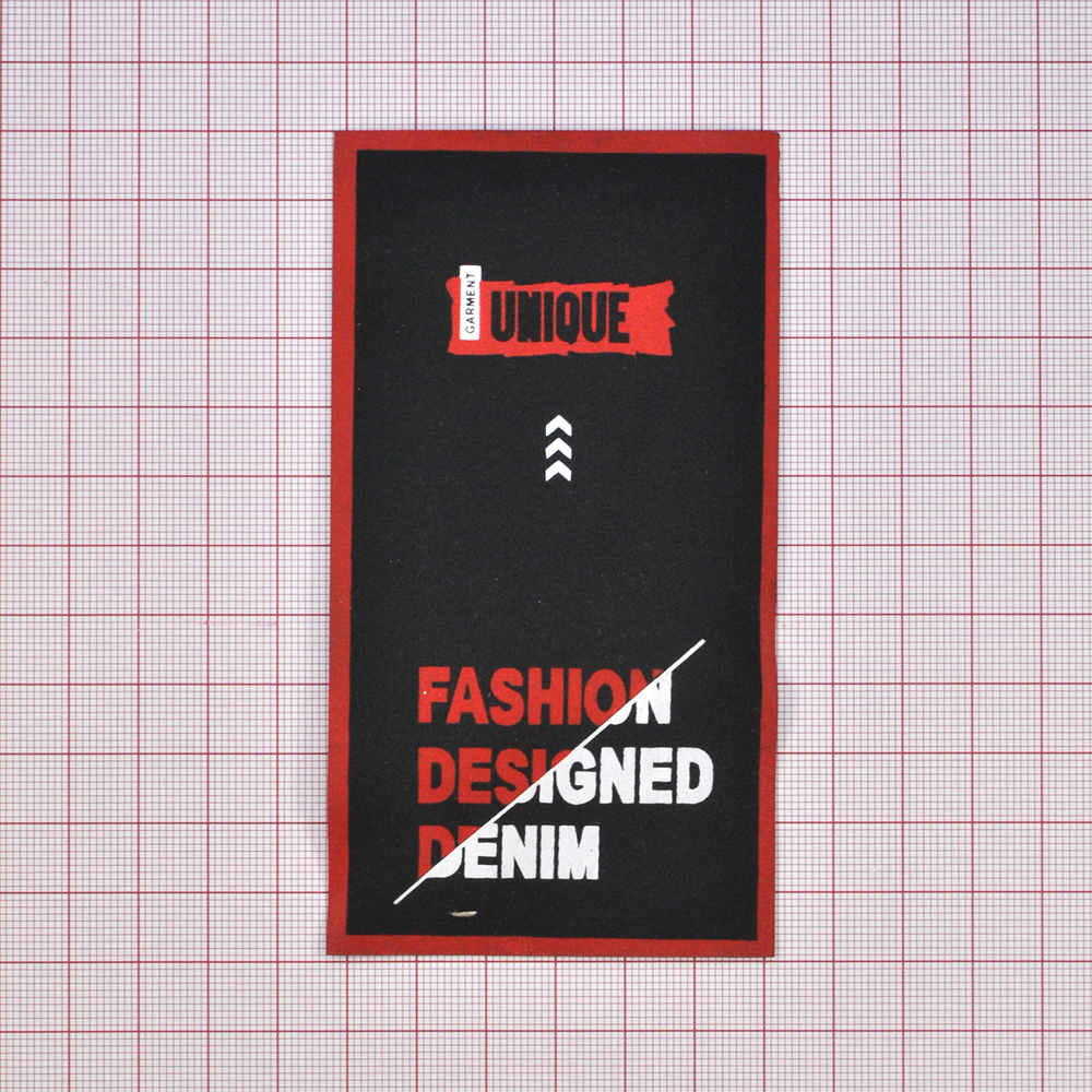 Лейба ткань Fashion Designed Denim, 6,5*12см, черный, белый, красный, шт. Лейба Кожзам