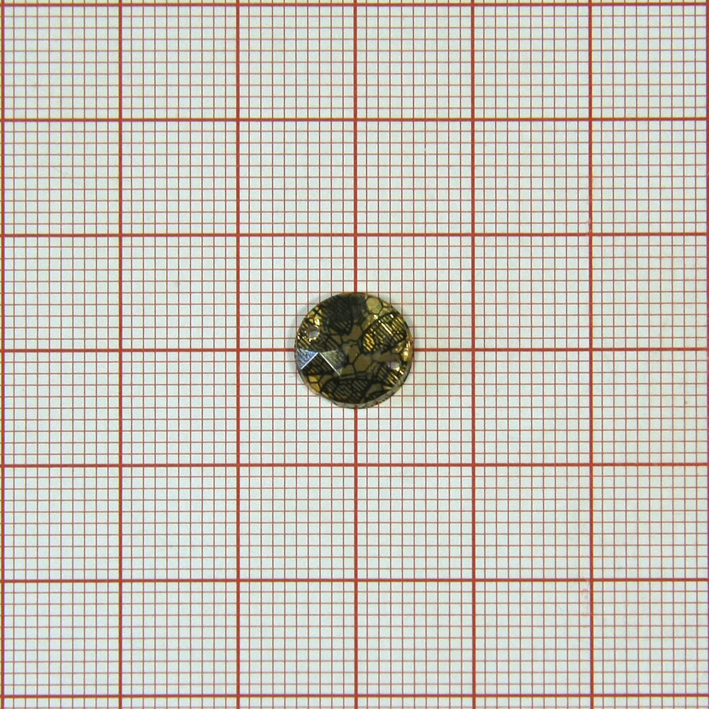 Стразы Т приш. круг 10мм кружево золото №3 /1т.шт./ . Стразы пришивные