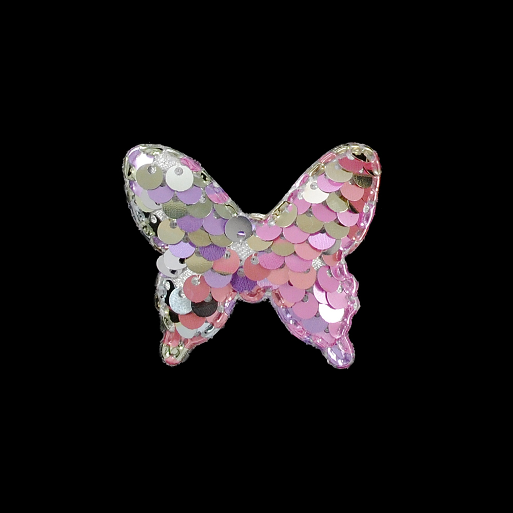Аппликация пришивная пайетки Бабочка, 4*5см, серебро, розовый, феолетовый, шт. Аппликации Пришивные Пайетки