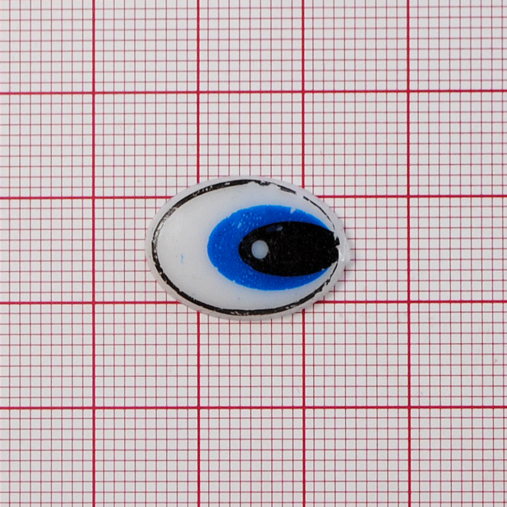 Глаз рисованый №10, овал 19*14мм, белый, синий круглый зрачок, 1тыс.шт. Глазики рисованные