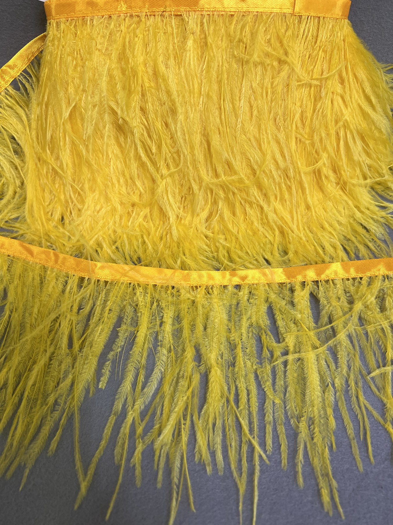 Перья в рулоне 10-14см, желтый, ярд. Перья