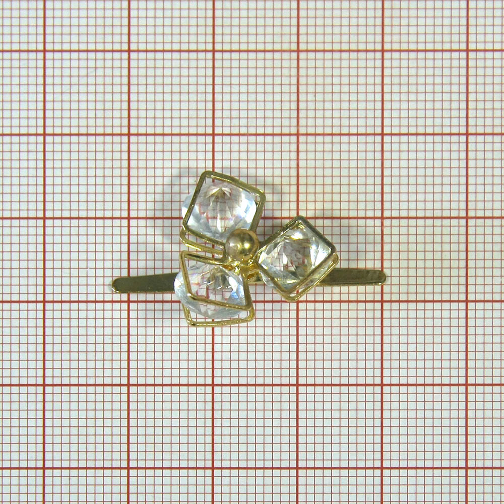 Краб металл Пропеллер Ромбы3 21мм GOLD, камни кристалл 10мм. Крабы Металл Геометрия Декор