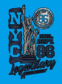 Термоаппликация резиновая Статуя Свободы NYC, 15,85*24,73см, белый, голубой, черный, шт. Термоаппликации Накатанный рисунок