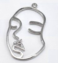 Подвеска металл Лицо, 2,9*4,8см, серебро, шт.. Подвески