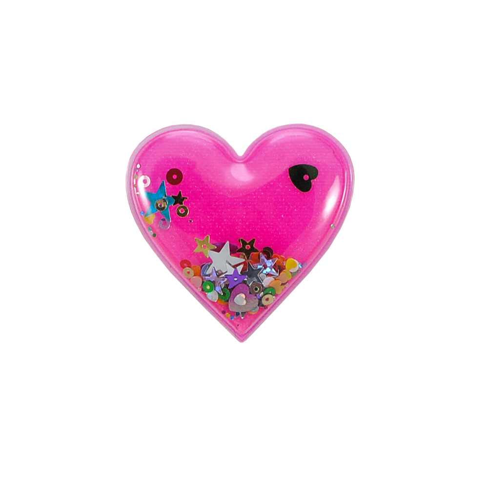 Аппликация пришивная силиконовая Аквариум с пайетками Сердце, 5,5*5,5см, прозрачный, розовый, шт. Аппликации Пришивные Резиновые