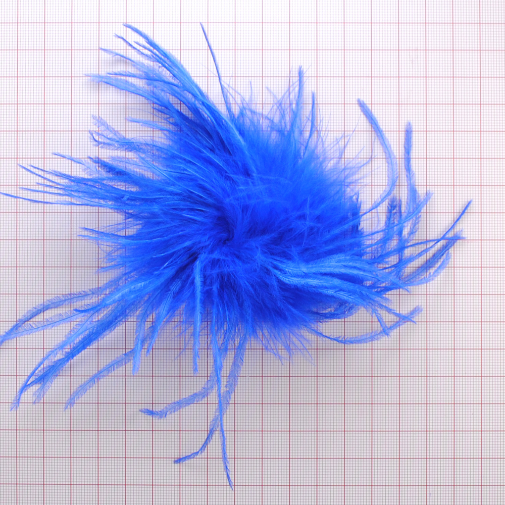 Брошь из перьев, 10-15см, синий., шт.. Перья