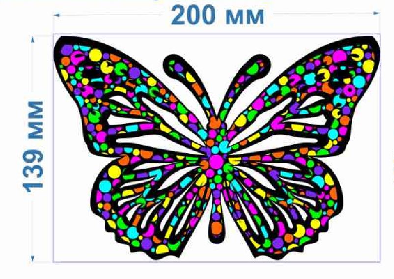 Аппликация клеевая тканевая Бабочки шарики №2-1 (большая) 20*13,9см, атлас + клеевая, шт. Аппликация клеевая
