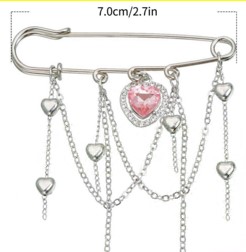 Булавка с цепочками, 7см, никель, камни, бусины, шт. Булавки