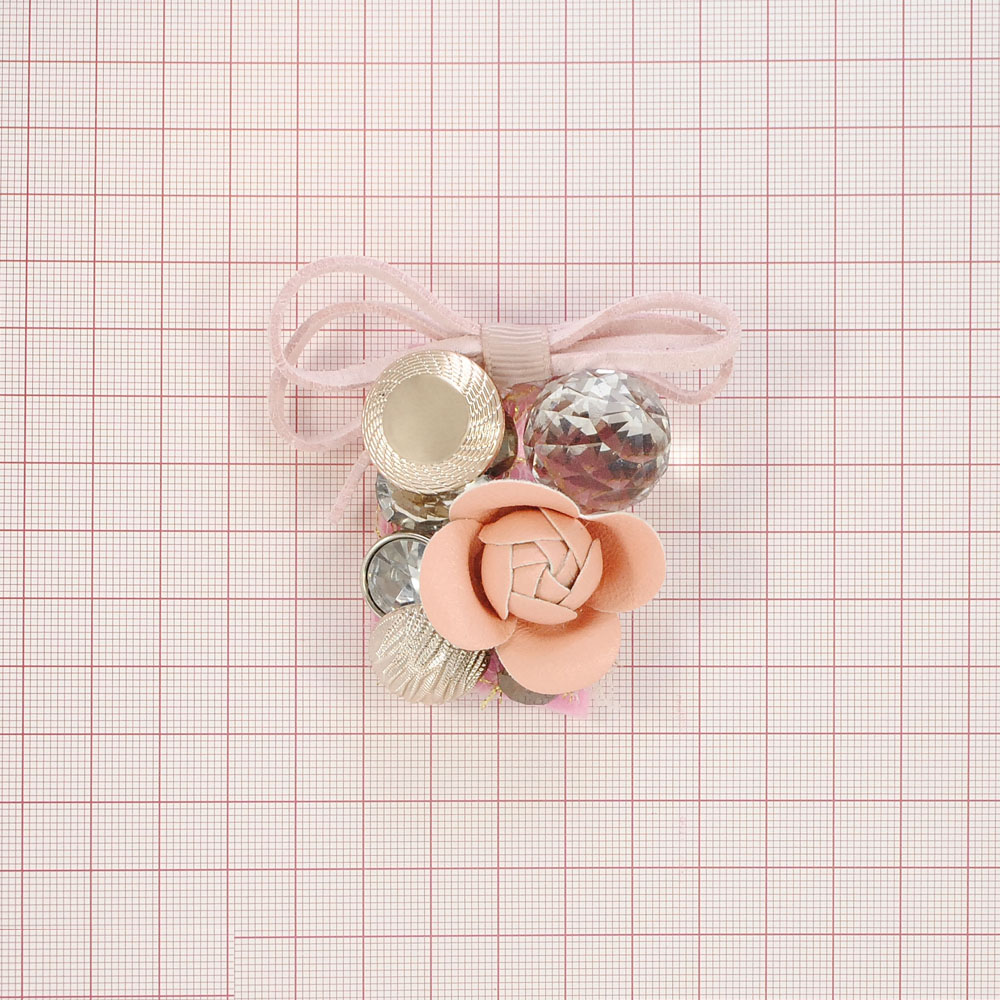 Аппликация декор розовый Ленточки-бусины. Аппликация Декор