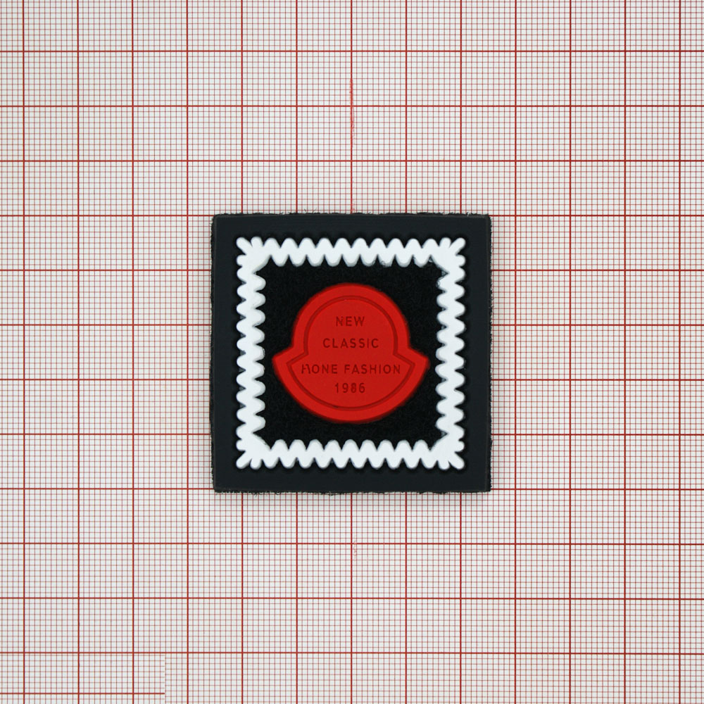 Лейба войлок и резина NEW CLASSIC HONE FASHION 1986, 5,1*5,1см черный, белый, красный. Лейба кожзам, нубук