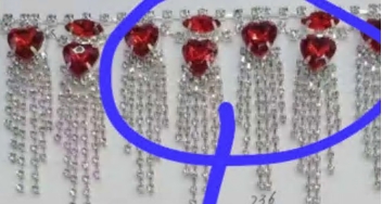 Тесьма из страз, никель, белый, красный, ярд. Тесьма из страз