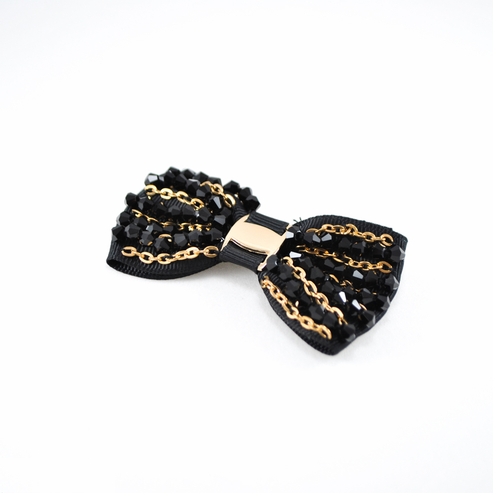 Аппликация декор обувная Бант-бабочка черная, бисер, цепочки, шт. Аппликации Пришивные Обувные