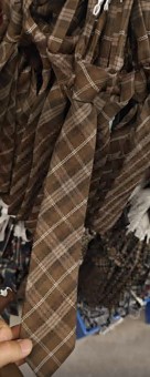 Галстук тканевый (принт ромб), 33см, бежевый, коричневый, белый, шт. Украшения