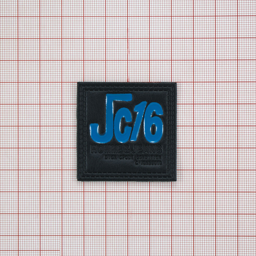 Лейба кожзам Jc16 черная, синяя эмаль 45*45мм, шт. Лейба Кожзам
