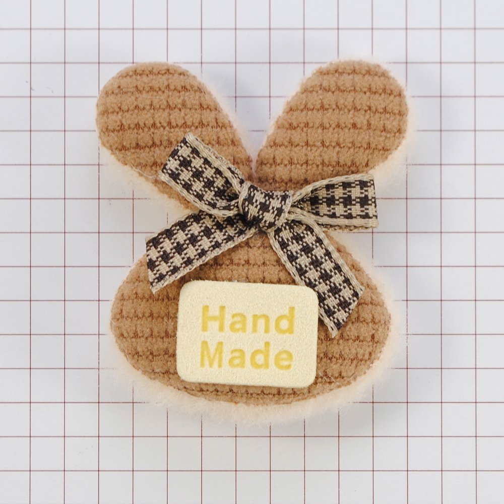 Аппликация тканевая пришивная детская Заяц Hand Made, 4,5*5,5см, коричневый, кремовый, бежевый, шт. Нашивка Детская
