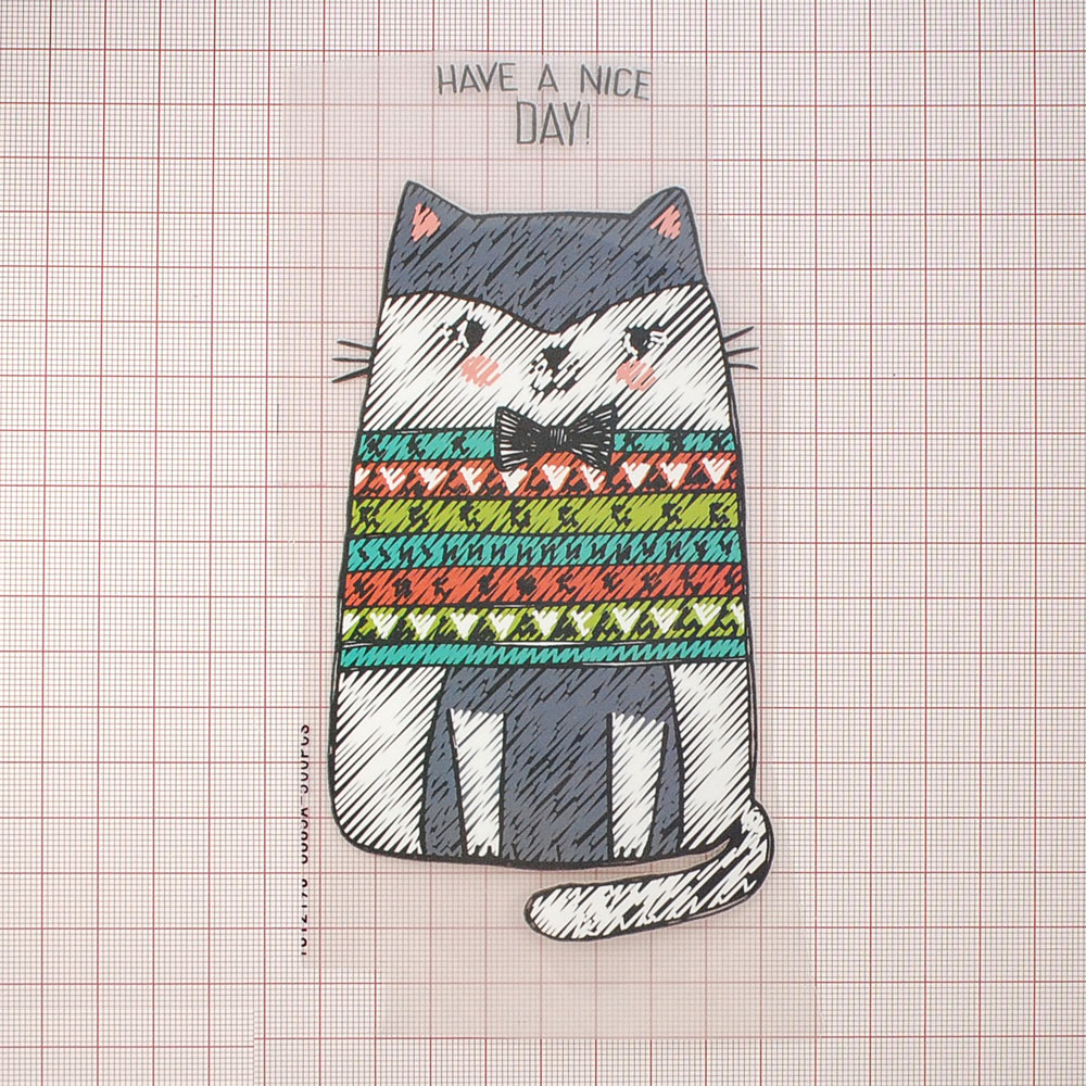 Термоаппликация Кот, бант серый 16*8,2см, белый, серый, цветной, шт. Термопереводки Детские