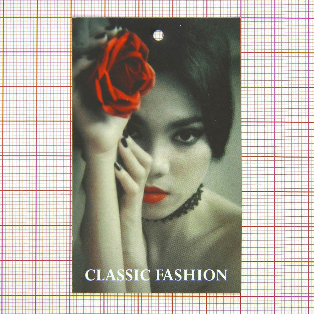 Этикетка бумажная Classic fashion /красный цветок/ 50*80мм, шт. Этикетка бумага