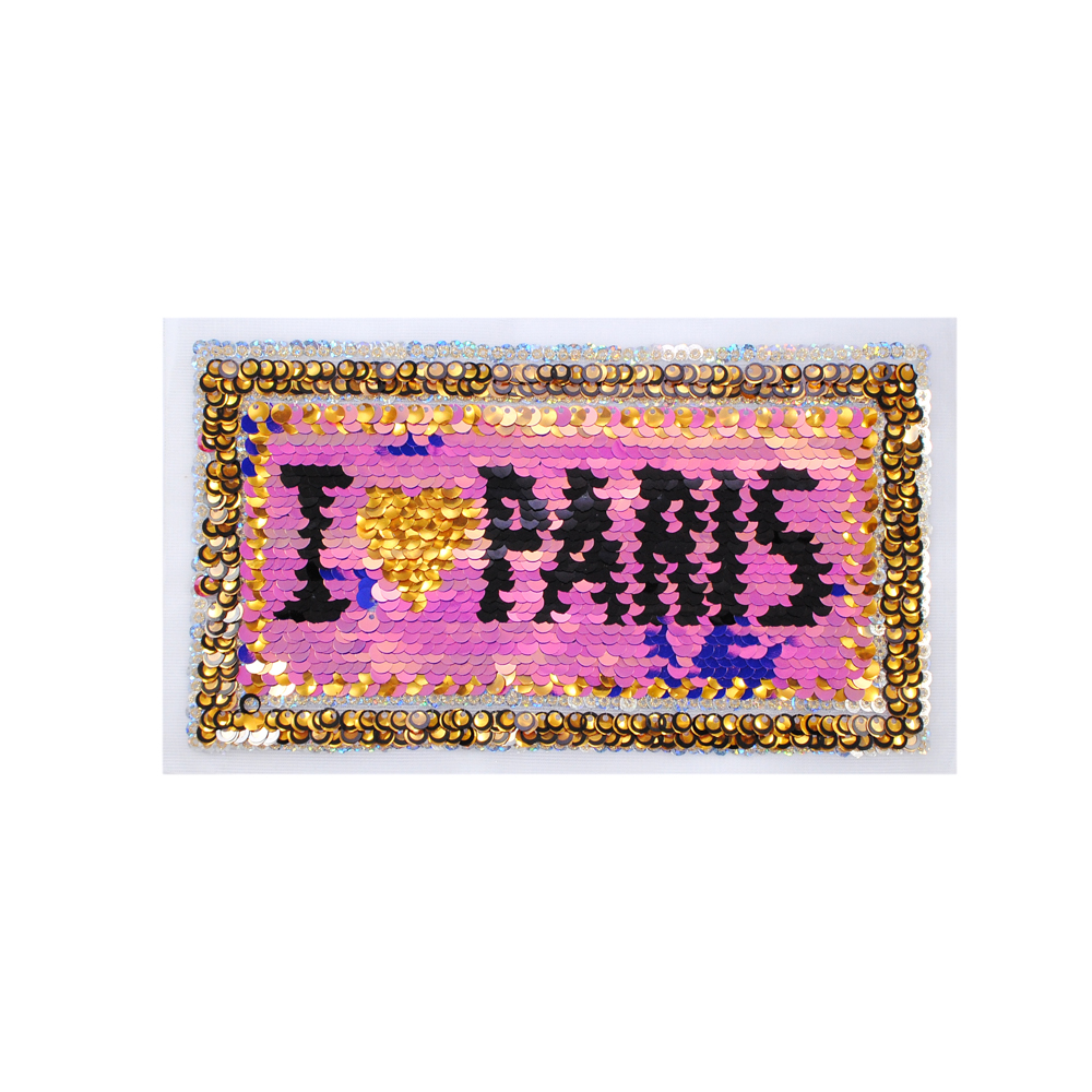 Аппликация пришивная пайетки PARIS, 20*11,5см, розовый, черный, синий, золотой, шт. Аппликации Пришивные Пайетки