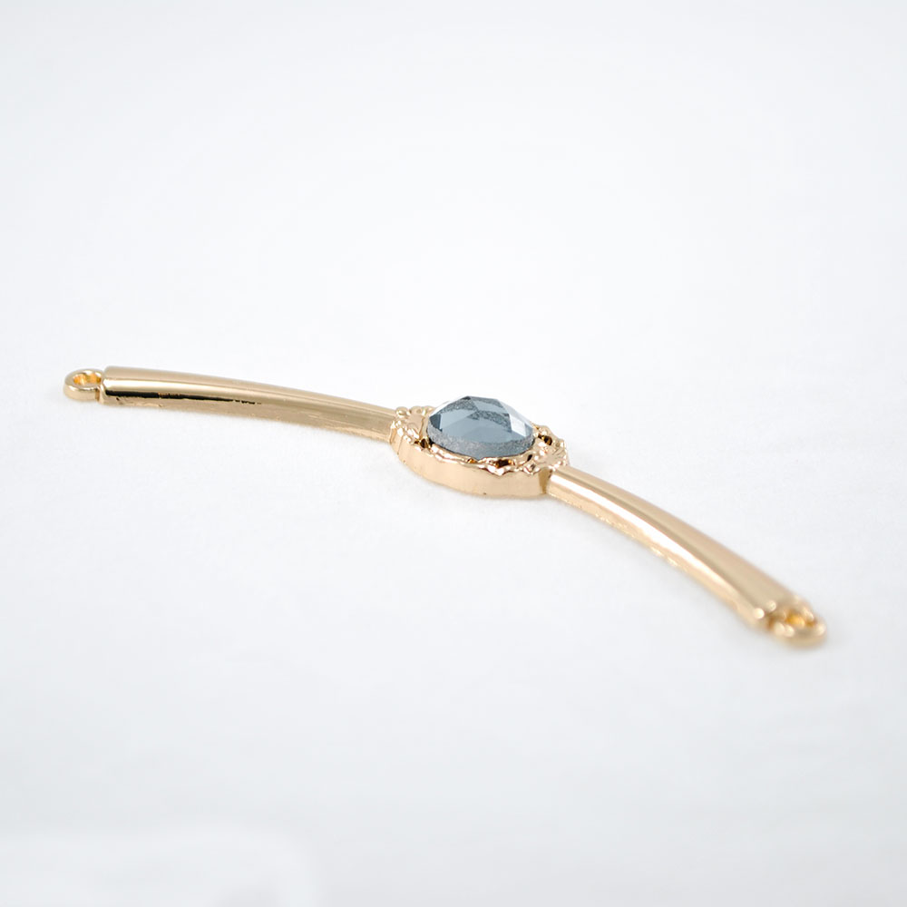 Перетяжка металл Глаз 82*13мм GOLD, камень black diamond, шт. Перетяжка металл