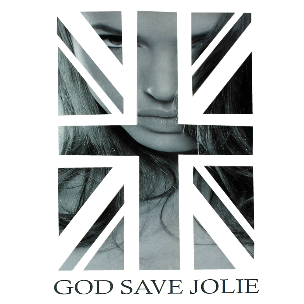 Термоаппликация God Save Jolie Британия флаг черно-белая, прозрачная основа, 22*30см, шт. Термопереводки Ассорти