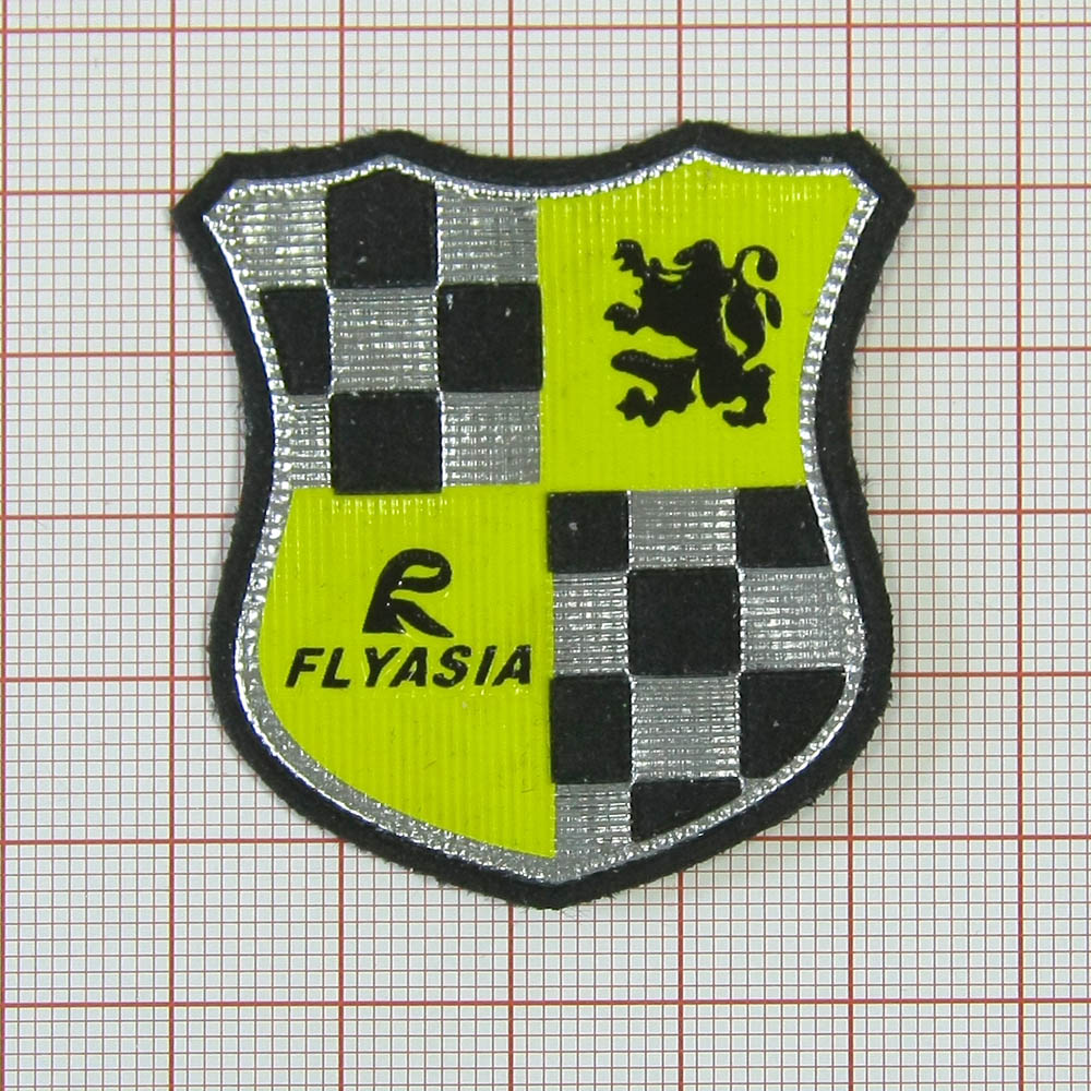 Нашивка тканевая резиновая накладка Flyasia желтый, шахматка-черный, серебро (№4). Нашивка Ткань, Войлок