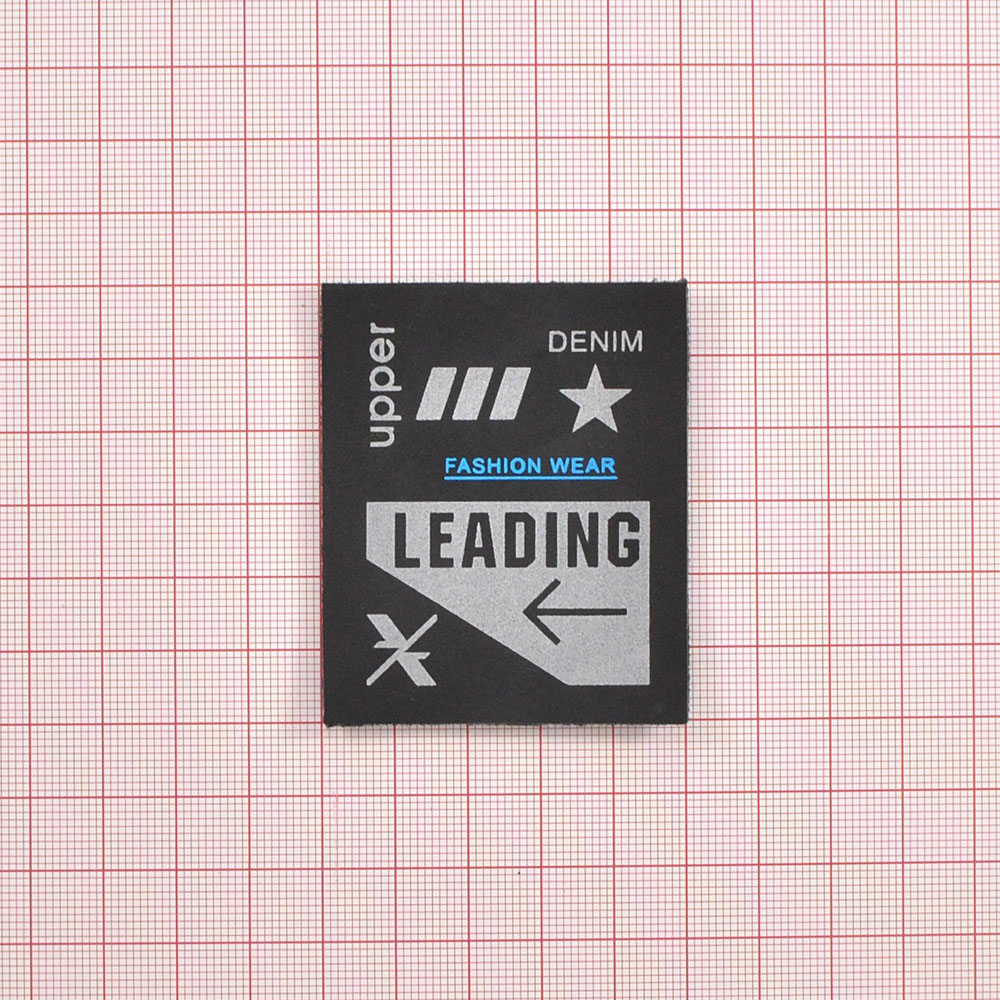 Лейба светоотражающая Leading, 5*6см, черный, серебро, синий, шт. Лейба Ткань