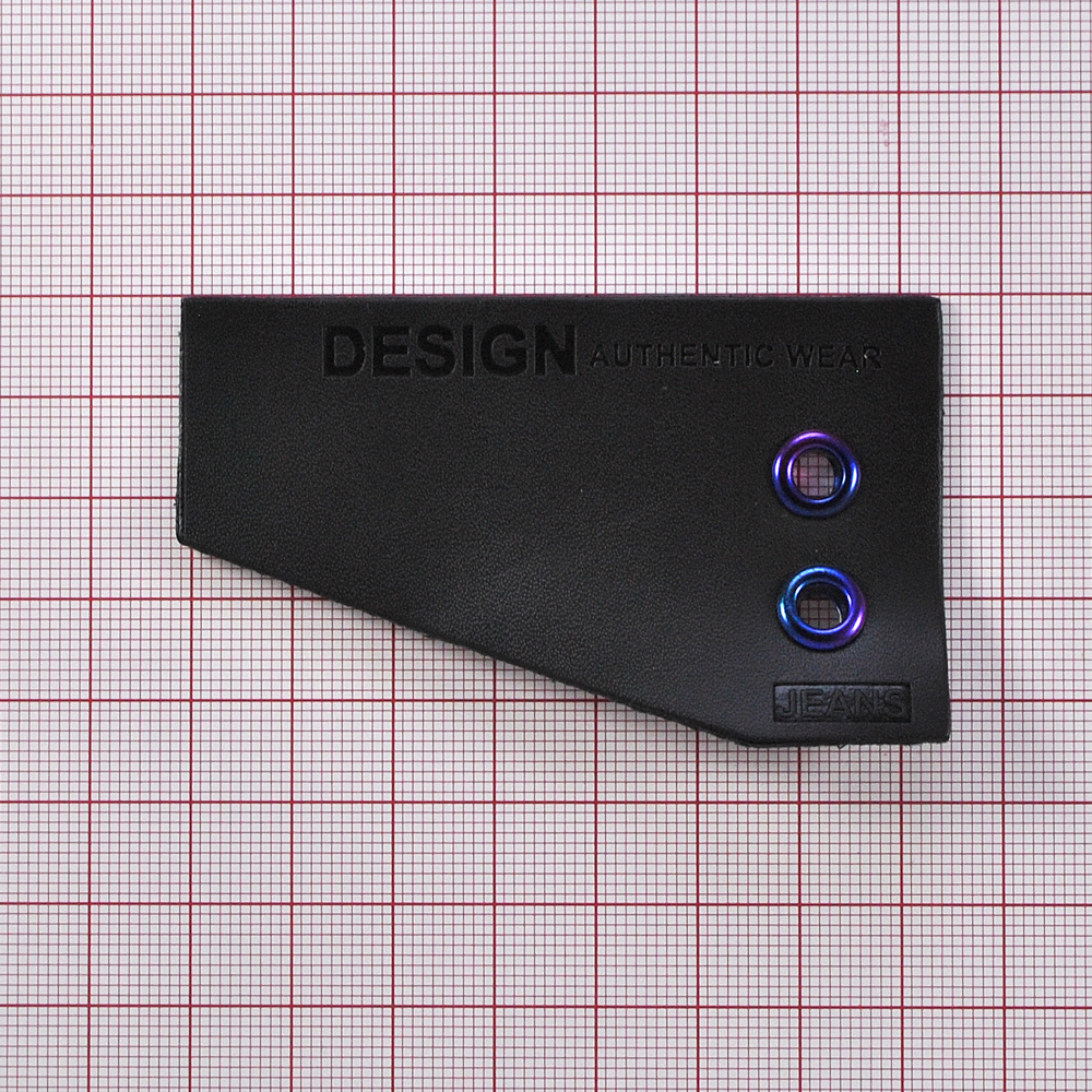 Лейба кожзам c блочкой Design, 7.5*4.5см, черный, шт. Лейба Кожзам