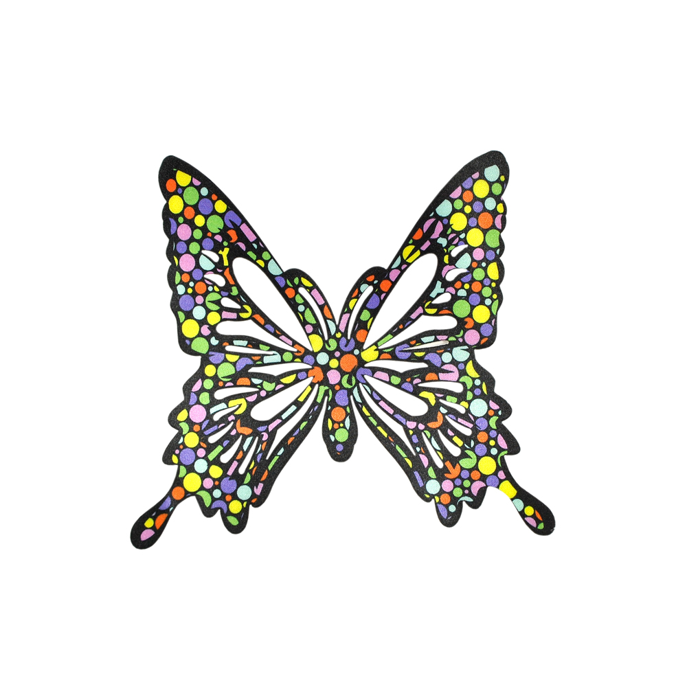 Аппликация клеевая тканевая Бабочки шарики №1-2 (средняя) 15*13,6см, атлас + клеевая, шт. Аппликация клеевая