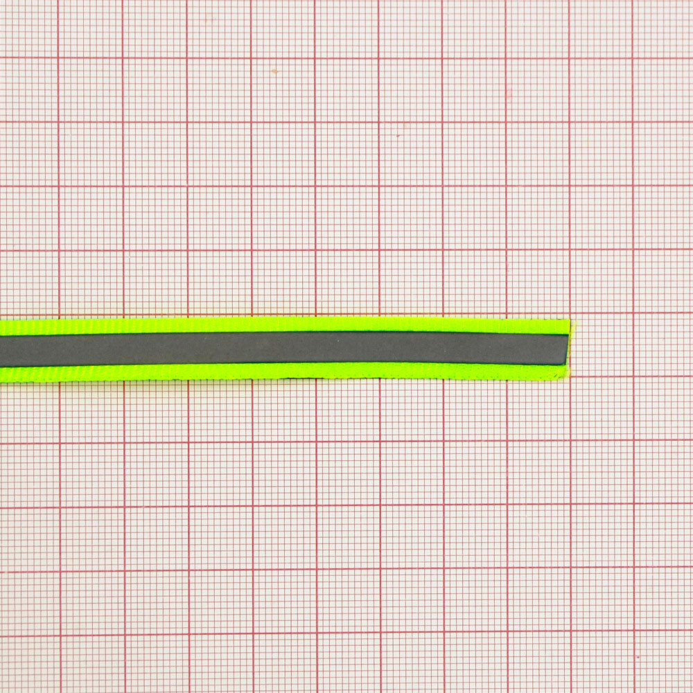 Тесьма светоотражающая на ткани 1см, салатовый, 50ярд. Тесьма