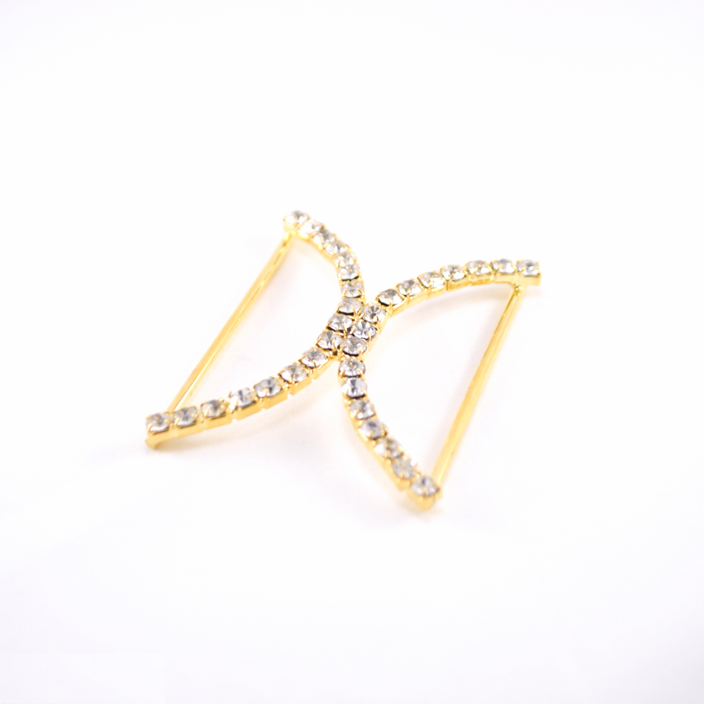 Украшение стеклянное А-34 GOLD /Х изогнутая сред./. Перетяжка металл со стразами