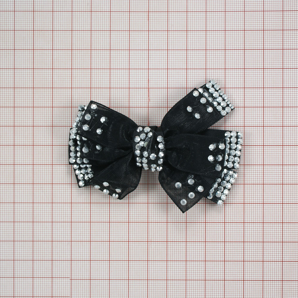 Аппликация декор черный бант атлас. Аппликация Декор