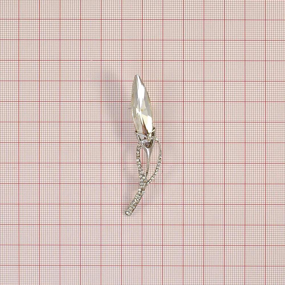 Брошь Подснежник Кристалл NIKEL, белые камни, шт . Броши