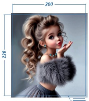 Аппликация композит, Девочка в вечернем наряде, 20*22см, корол. атлас, сублимация, лазер, SS20 32596, шт. Аппликация композит