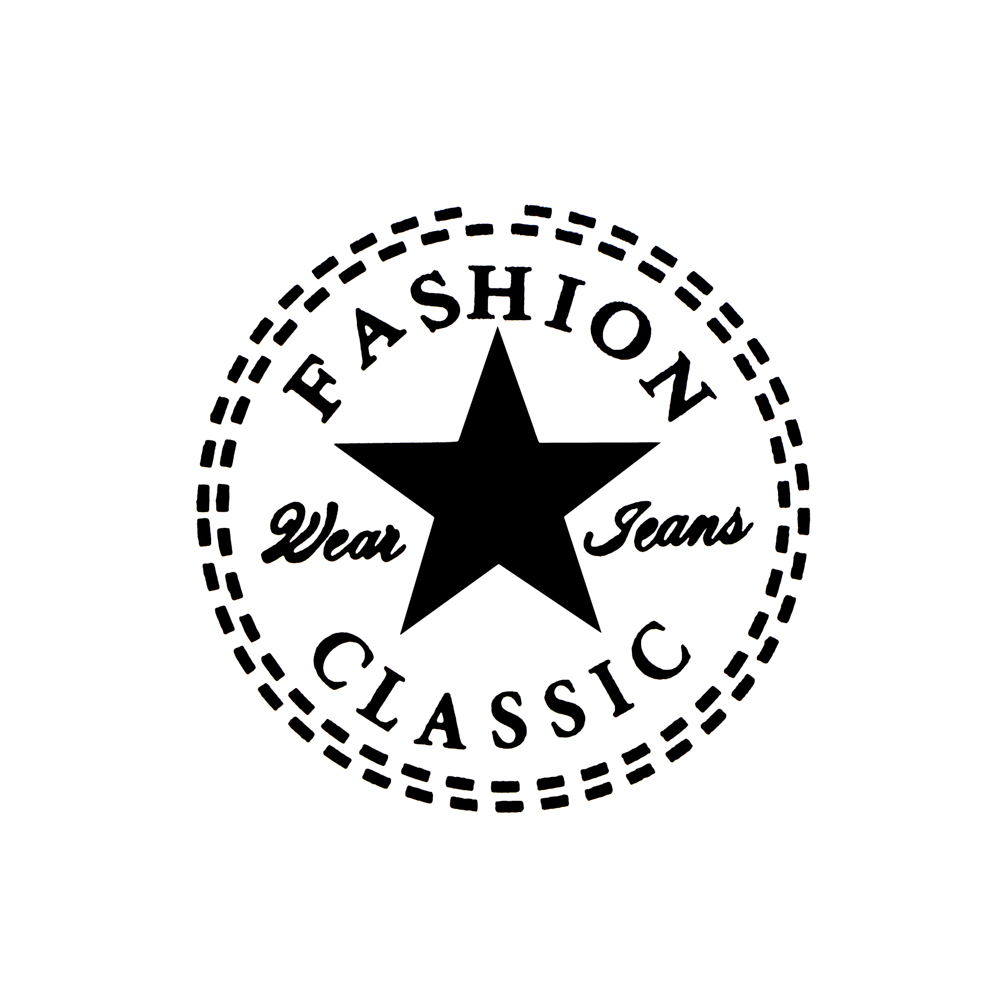 Термоаппликация резиновая Fashion Classic Звезда круглая белая, черный лого 40мм, шт. Термопереводки Резиновые, Термопленка