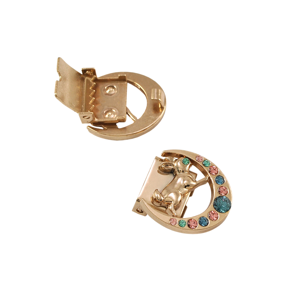 Застежка ременная DF-005 52*25мм GOLD, цветные камни (болты), шт. Застежки металл