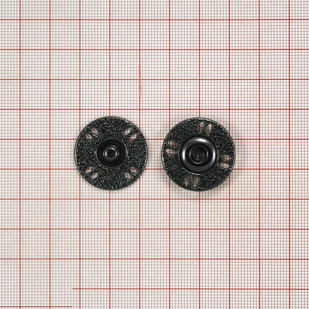 Кнопка металлическая пришивная потайная Круглая Узор Кожа 25 мм, блек никель, шт. Кнопка пришивная потайная