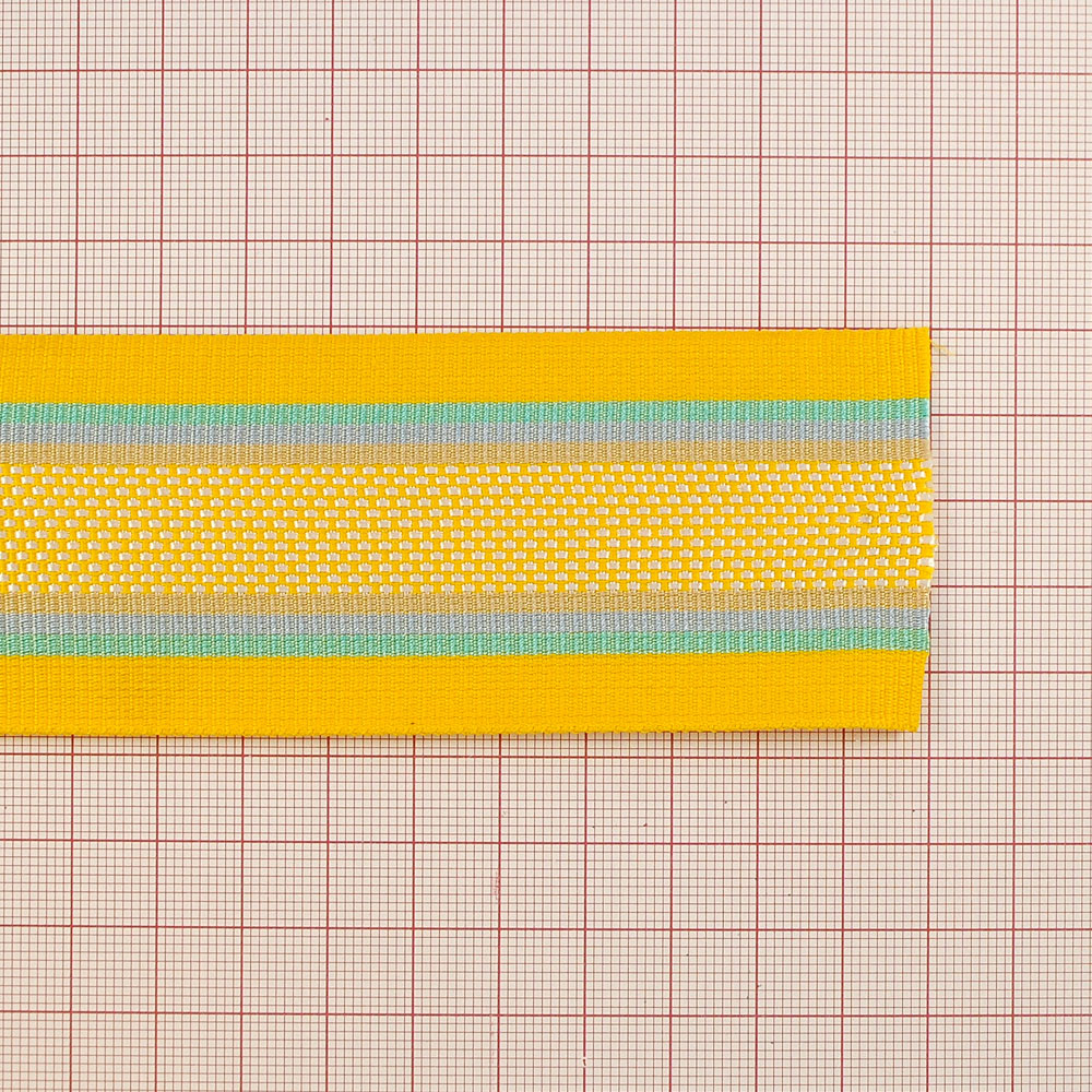 Тесьма Полосы 4,7см, желтый, белый, зеленый, голубой, 50ярд. Тесьма