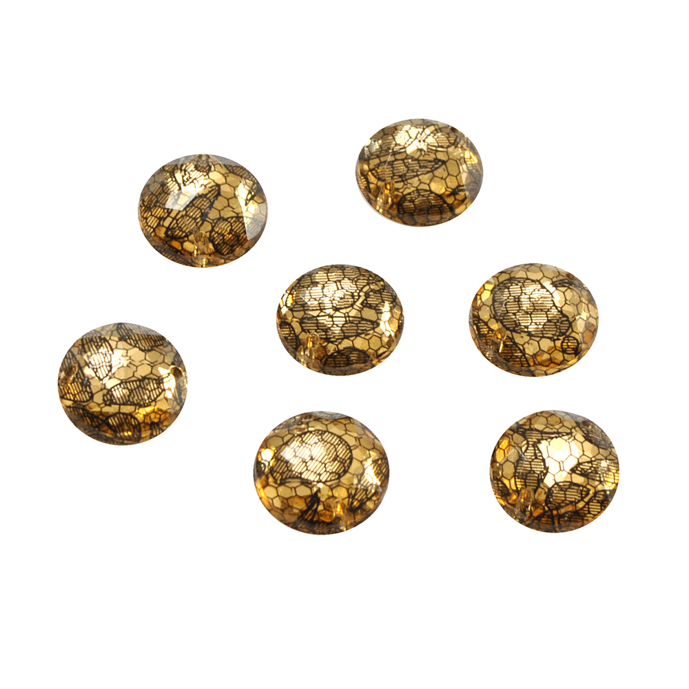 Стразы Т приш. круг 13мм кружево золото №3 /1т.шт./ . Стразы пришивные