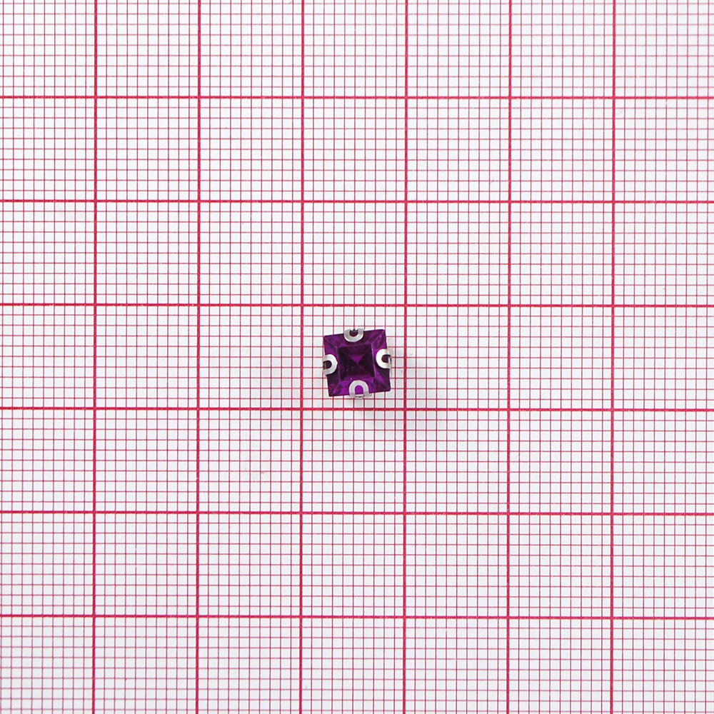 Стразы пришивные в металле, квадрат, 6*6мм, light rose, шт. Стразы пришивные в металле