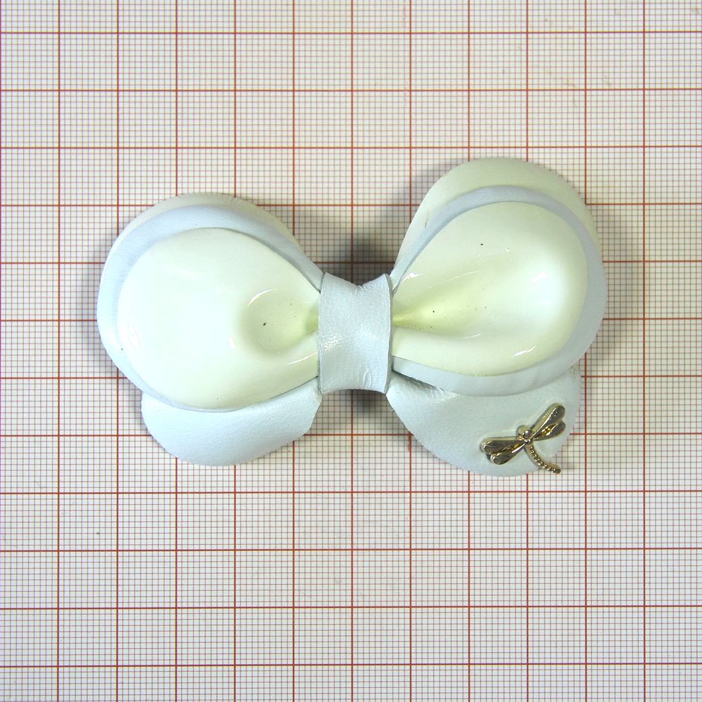 Аппликация декор обувная LF0270 9*5,5см белый бантик-лак шт. Аппликации Пришивные Цветы Банты