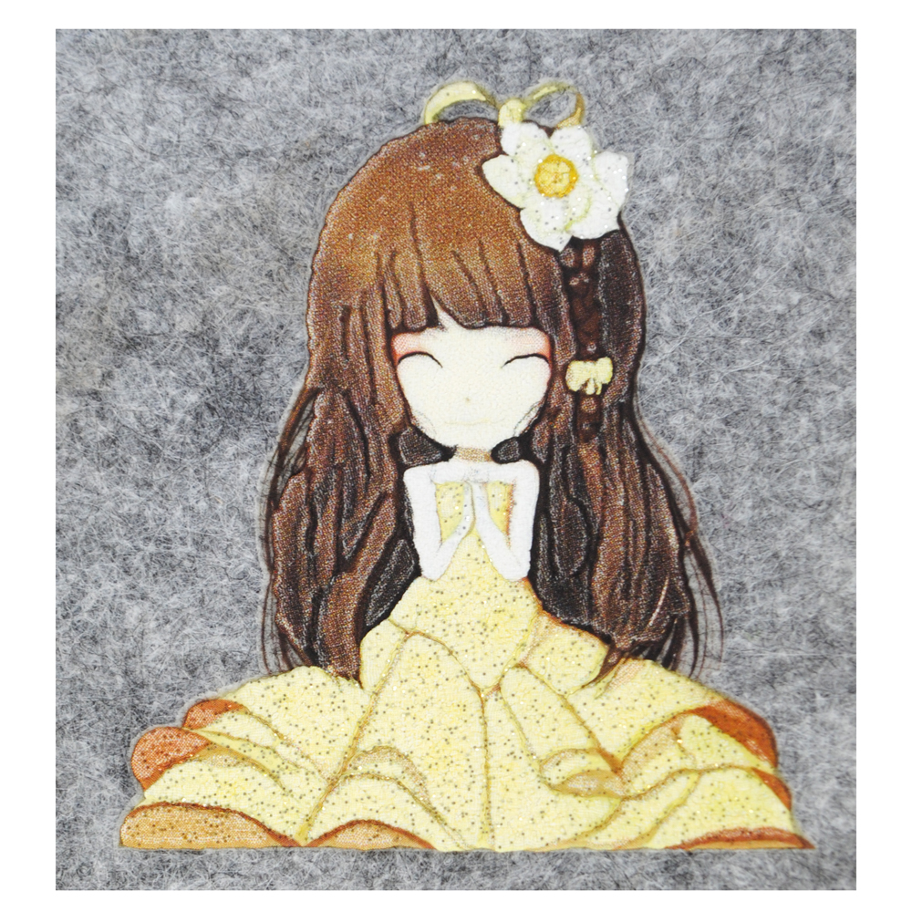 Термоаппликация Девочка с косичкой маленькая 5,4*6см., желтая, шт. Термоаппликации Накатанный рисунок