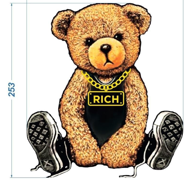 Аппликация композит, Мишка Rich, 22,4*25,3см, DTF, пленка 62340, лазер, шт. Аппликация композит