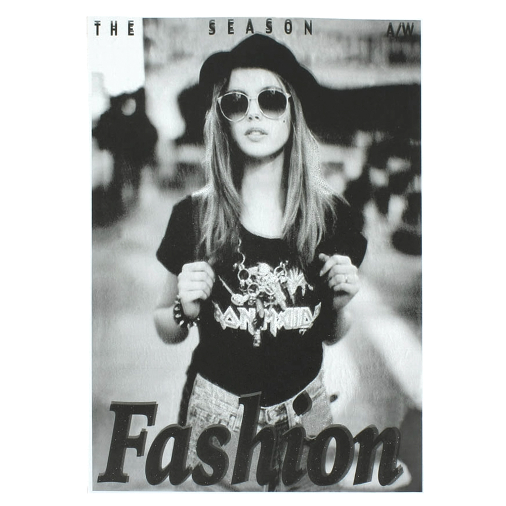 Термоаппликация Fashion Девушка очки и шляпка черно-белая, 22*30см, шт. Термопереводки Ассорти