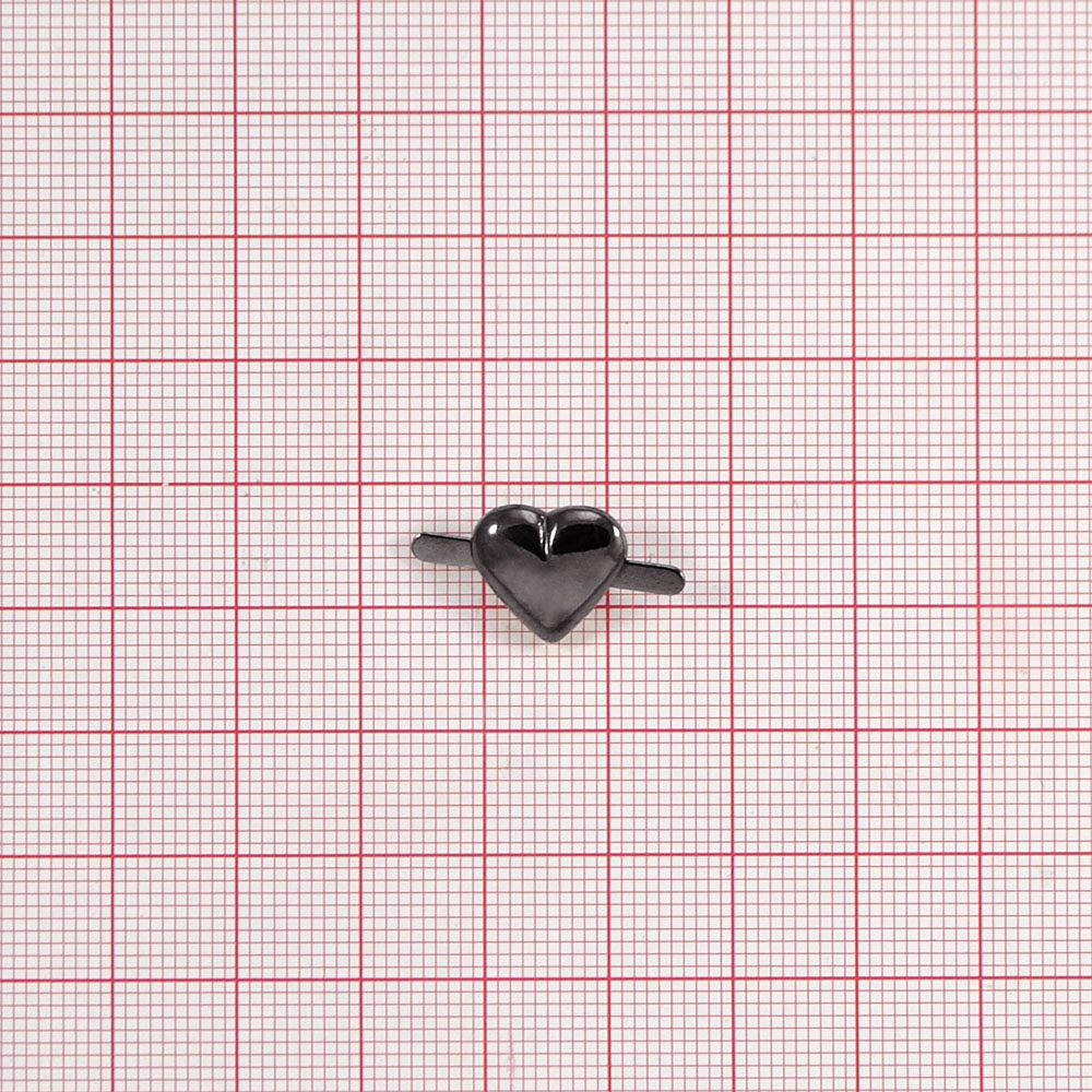 Краб металлический Сердце 1,3*1,3см black nikel, шт. Крабы Металл Геометрия