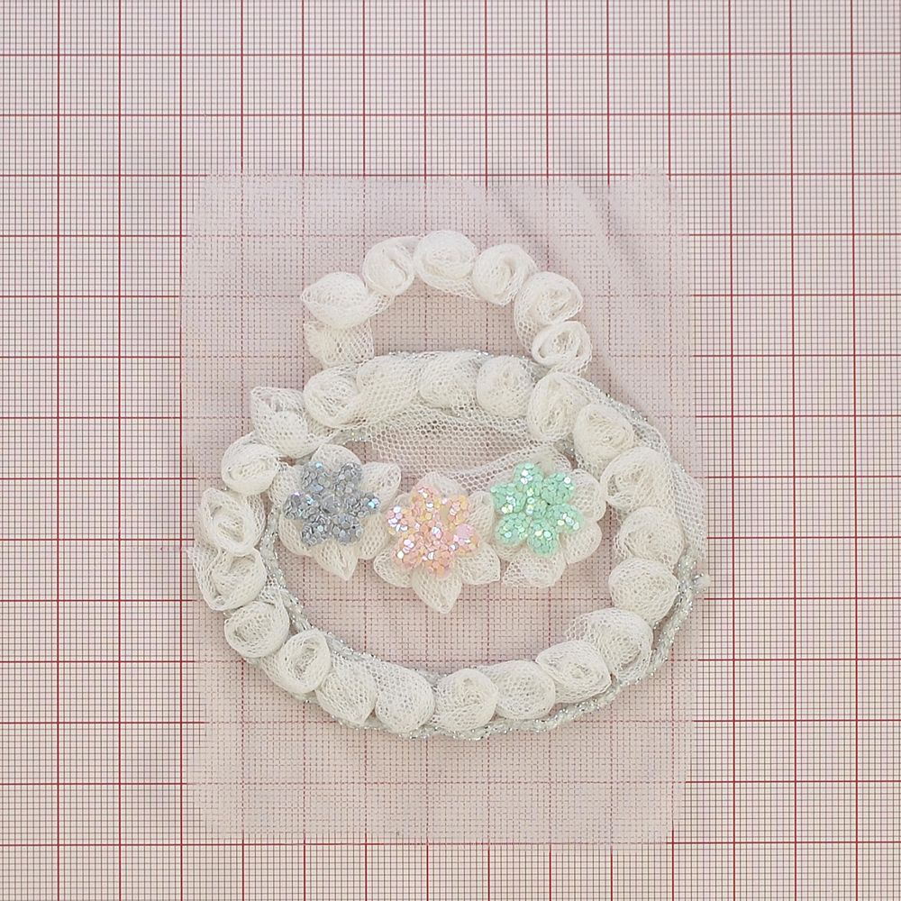 Аппликация кружевная пришивная Сумочка, 8*8см, белый, серый, розовый, салатовый, шт. Аппликации Пришивные Кружевные Вязаные